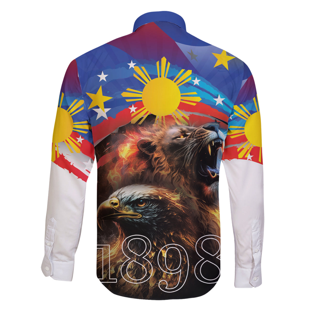 Philippines Lion and Eagle 1898 Family Matching Short Sleeve Bodycon Dress and Hawaiian Shirt Pilipinas Maligayang Araw ng Kalayaan - Wonder Print Shop