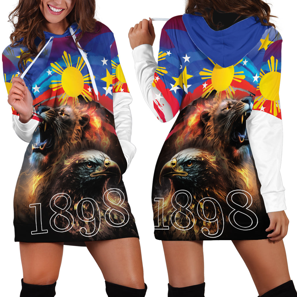 Philippines Lion and Eagle 1898 Hoodie Dress Pilipinas Maligayang Araw ng Kalayaan - Wonder Print Shop