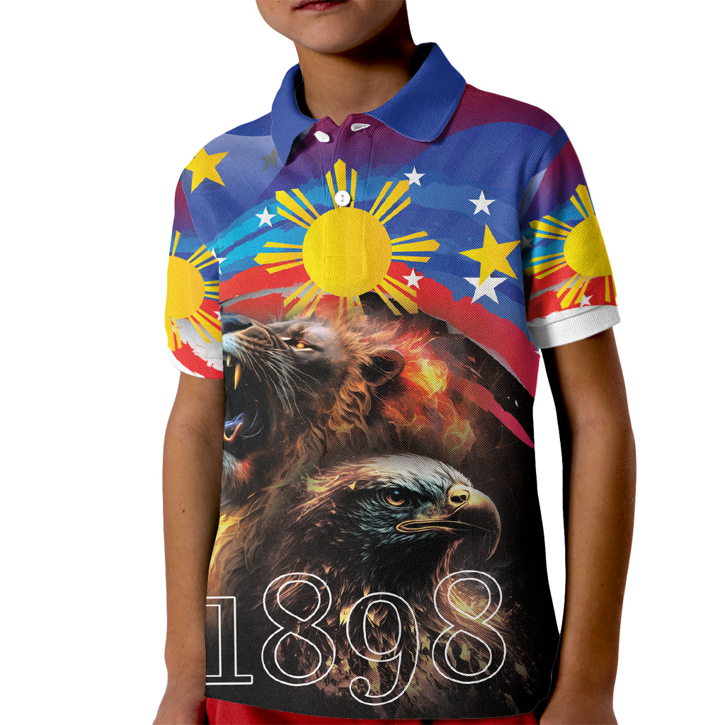 Philippines Lion and Eagle 1898 Kid Polo Shirt Pilipinas Maligayang Araw ng Kalayaan - Wonder Print Shop
