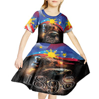 Philippines Lion and Eagle 1898 Kid Short Sleeve Dress Pilipinas Maligayang Araw ng Kalayaan - Wonder Print Shop