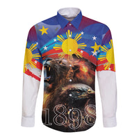 Philippines Lion and Eagle 1898 Long Sleeve Button Shirt Pilipinas Maligayang Araw ng Kalayaan - Wonder Print Shop