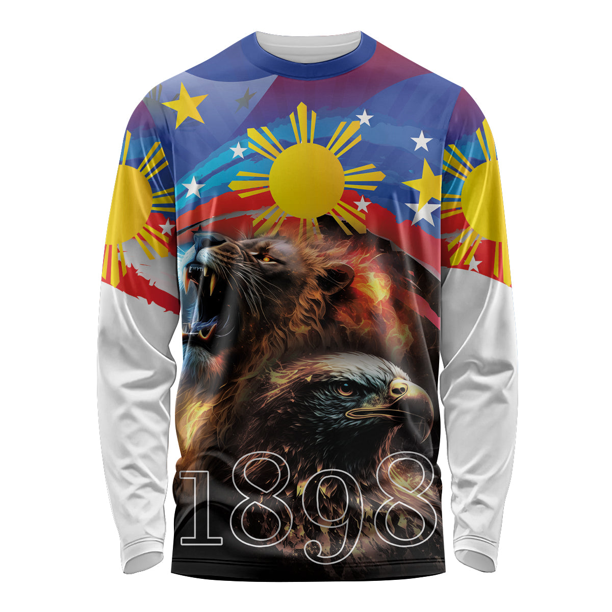 Philippines Lion and Eagle 1898 Long Sleeve Shirt Pilipinas Maligayang Araw ng Kalayaan - Wonder Print Shop