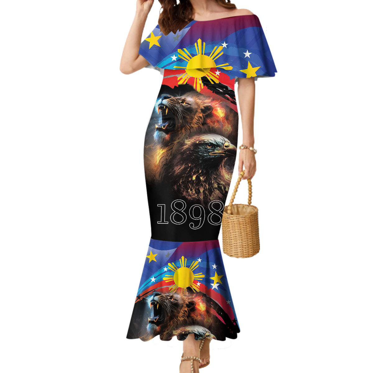 Philippines Lion and Eagle 1898 Mermaid Dress Pilipinas Maligayang Araw ng Kalayaan - Wonder Print Shop