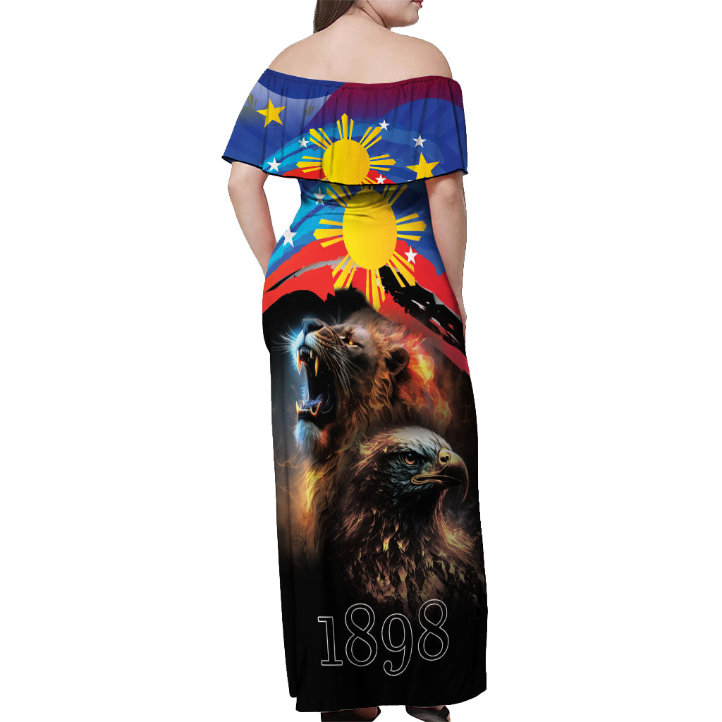 Philippines Lion and Eagle 1898 Off Shoulder Maxi Dress Pilipinas Maligayang Araw ng Kalayaan - Wonder Print Shop