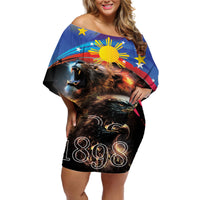 Philippines Lion and Eagle 1898 Off Shoulder Short Dress Pilipinas Maligayang Araw ng Kalayaan - Wonder Print Shop