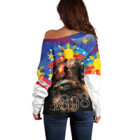 Philippines Lion and Eagle 1898 Off Shoulder Sweater Pilipinas Maligayang Araw ng Kalayaan - Wonder Print Shop