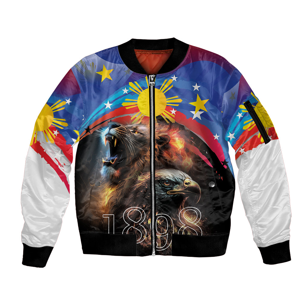 Philippines Lion and Eagle 1898 Sleeve Zip Bomber Jacket Pilipinas Maligayang Araw ng Kalayaan - Wonder Print Shop