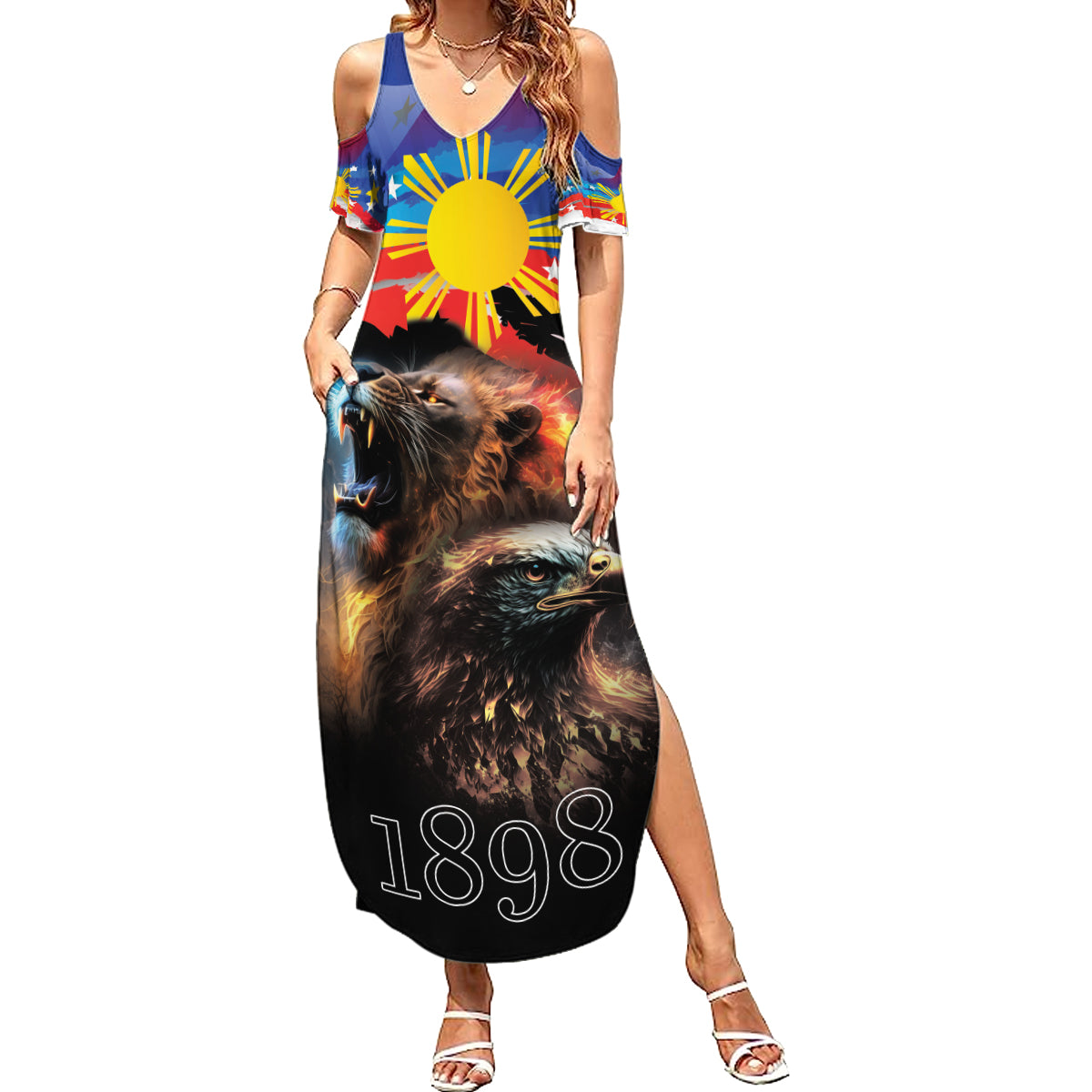 Philippines Lion and Eagle 1898 Summer Maxi Dress Pilipinas Maligayang Araw ng Kalayaan - Wonder Print Shop