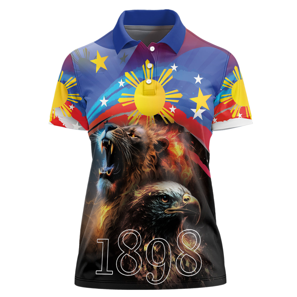 Philippines Lion and Eagle 1898 Women Polo Shirt Pilipinas Maligayang Araw ng Kalayaan - Wonder Print Shop