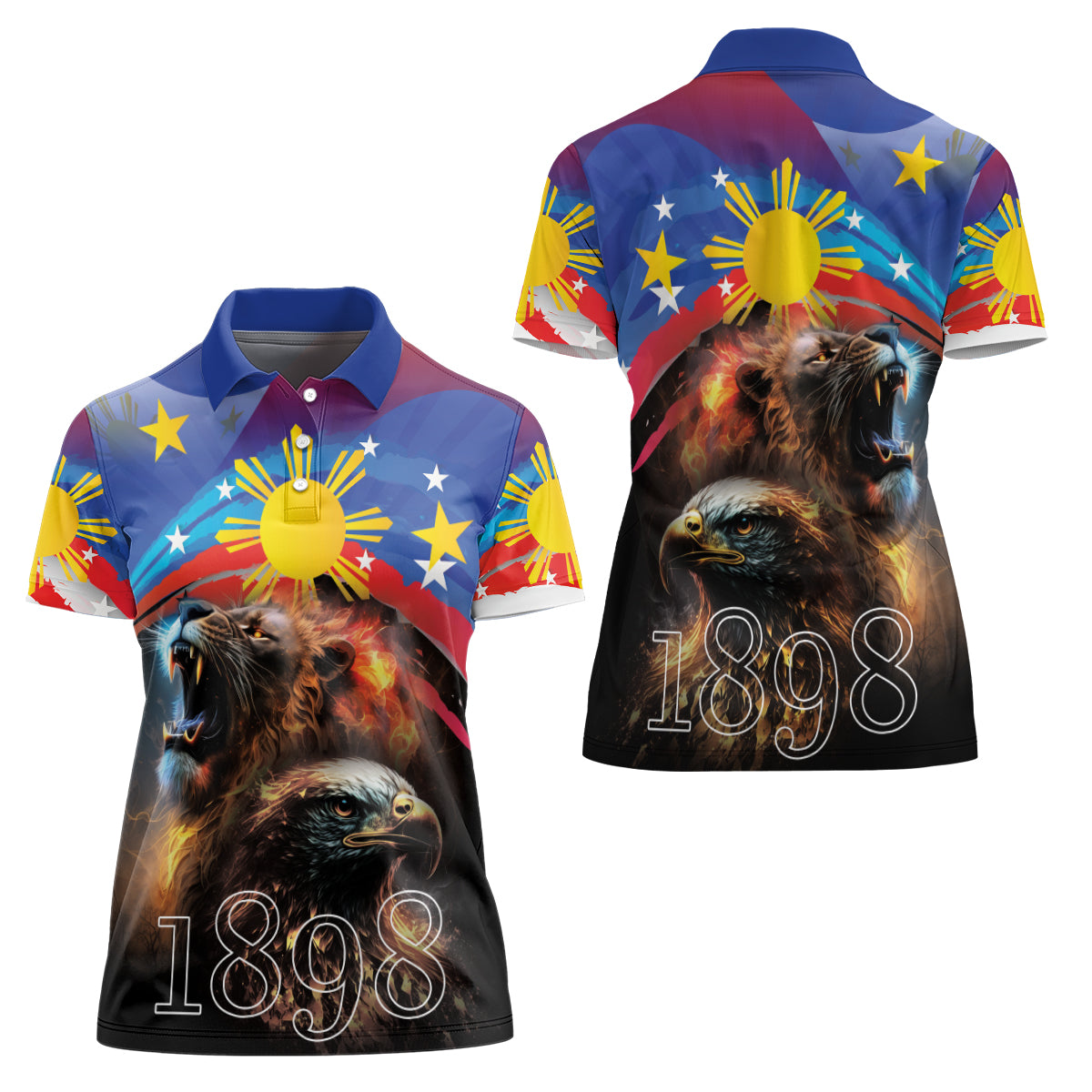 Philippines Lion and Eagle 1898 Women Polo Shirt Pilipinas Maligayang Araw ng Kalayaan - Wonder Print Shop