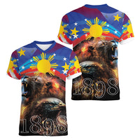 Philippines Lion and Eagle 1898 Women V-Neck T-Shirt Pilipinas Maligayang Araw ng Kalayaan - Wonder Print Shop