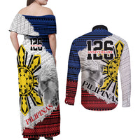 Philippines 126th Independence Day Couples Matching Off Shoulder Maxi Dress and Long Sleeve Button Shirt Pilipinas Hunyo 12 Maligayang Araw ng Kalayaan LT9 - Wonder Print Shop