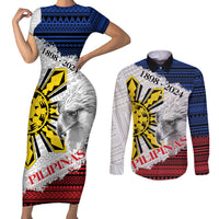 Philippines 126th Independence Day Couples Matching Short Sleeve Bodycon Dress and Long Sleeve Button Shirt Pilipinas Hunyo 12 Maligayang Araw ng Kalayaan LT9 - Wonder Print Shop