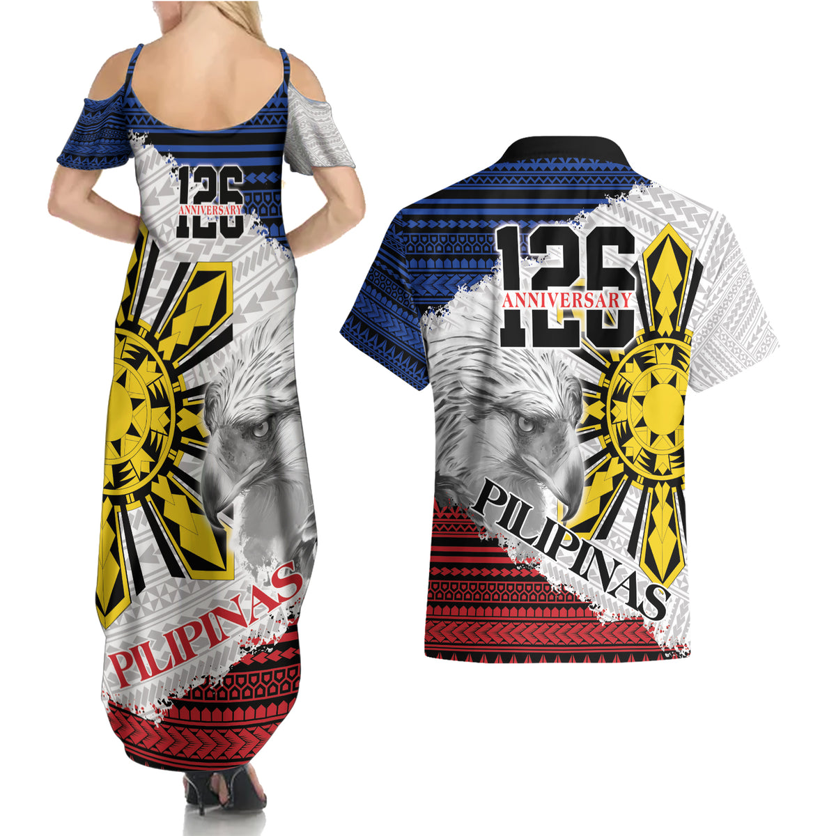 Philippines 126th Independence Day Couples Matching Summer Maxi Dress and Hawaiian Shirt Pilipinas Hunyo 12 Maligayang Araw ng Kalayaan LT9 - Wonder Print Shop