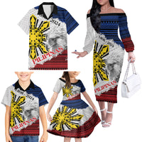 Philippines 126th Independence Day Family Matching Off The Shoulder Long Sleeve Dress and Hawaiian Shirt Pilipinas Hunyo 12 Maligayang Araw ng Kalayaan - Wonder Print Shop