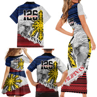 Philippines 126th Independence Day Family Matching Short Sleeve Bodycon Dress and Hawaiian Shirt Pilipinas Hunyo 12 Maligayang Araw ng Kalayaan - Wonder Print Shop