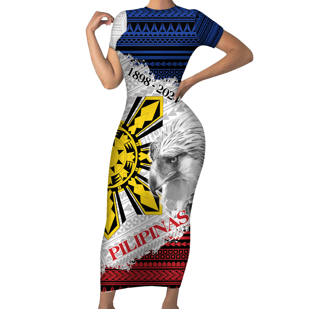 Philippines 126th Independence Day Family Matching Short Sleeve Bodycon Dress and Hawaiian Shirt Pilipinas Hunyo 12 Maligayang Araw ng Kalayaan - Wonder Print Shop