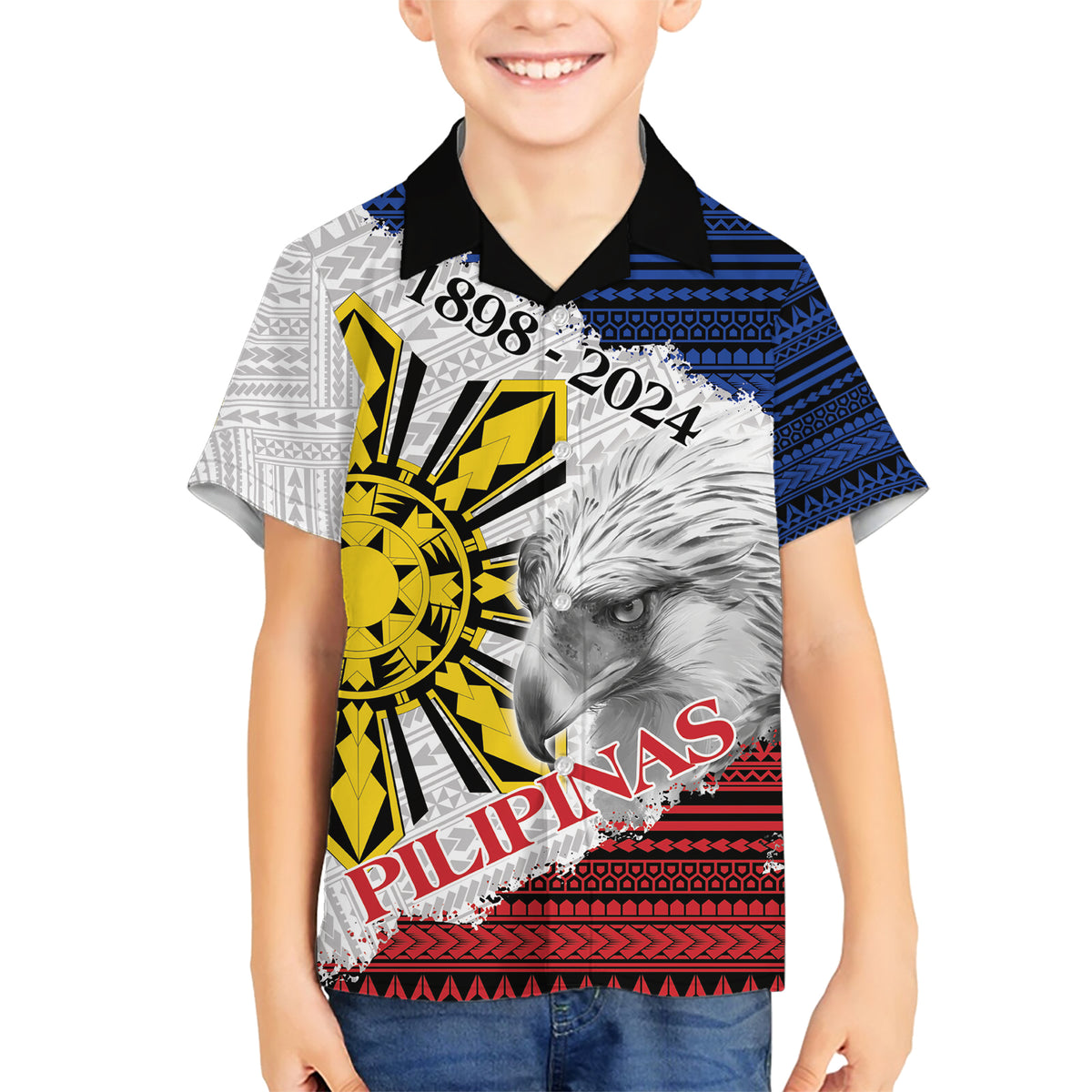 Philippines 126th Independence Day Family Matching Short Sleeve Bodycon Dress and Hawaiian Shirt Pilipinas Hunyo 12 Maligayang Araw ng Kalayaan - Wonder Print Shop