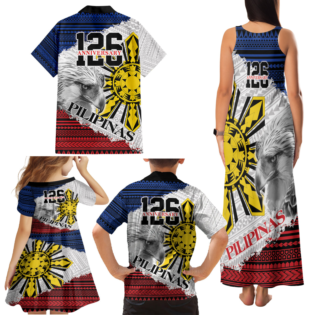 Philippines 126th Independence Day Family Matching Tank Maxi Dress and Hawaiian Shirt Pilipinas Hunyo 12 Maligayang Araw ng Kalayaan - Wonder Print Shop