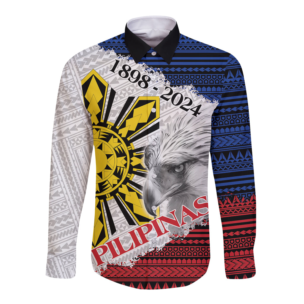 Philippines 126th Independence Day Long Sleeve Button Shirt Pilipinas Hunyo 12 Maligayang Araw ng Kalayaan - Wonder Print Shop