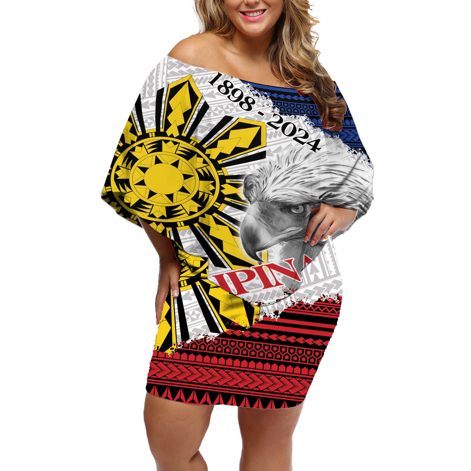 Philippines 126th Independence Day Off Shoulder Short Dress Pilipinas Hunyo 12 Maligayang Araw ng Kalayaan - Wonder Print Shop