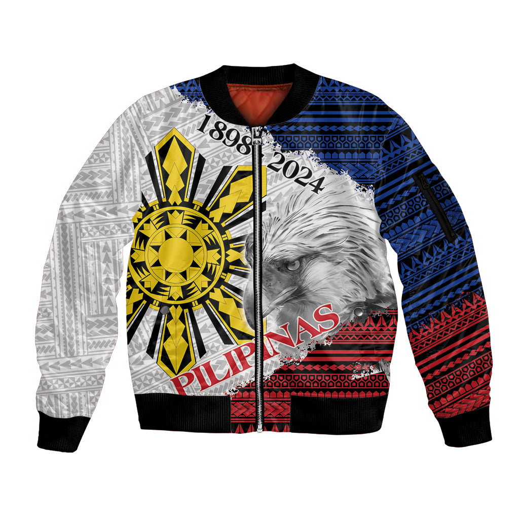 Philippines 126th Independence Day Sleeve Zip Bomber Jacket Pilipinas Hunyo 12 Maligayang Araw ng Kalayaan - Wonder Print Shop