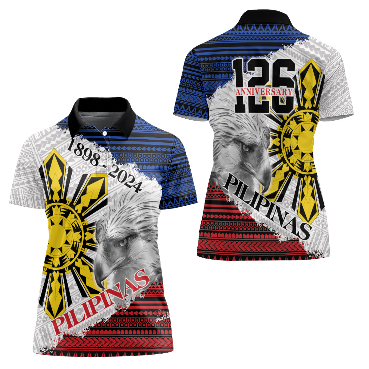 Philippines 126th Independence Day Women Polo Shirt Pilipinas Hunyo 12 Maligayang Araw ng Kalayaan - Wonder Print Shop
