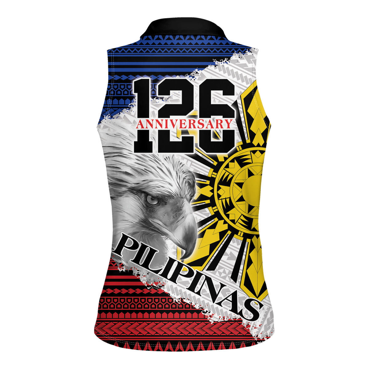 Philippines 126th Independence Day Women Sleeveless Polo Shirt Pilipinas Hunyo 12 Maligayang Araw ng Kalayaan - Wonder Print Shop