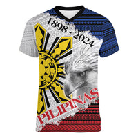 Philippines 126th Independence Day Women V-Neck T-Shirt Pilipinas Hunyo 12 Maligayang Araw ng Kalayaan - Wonder Print Shop