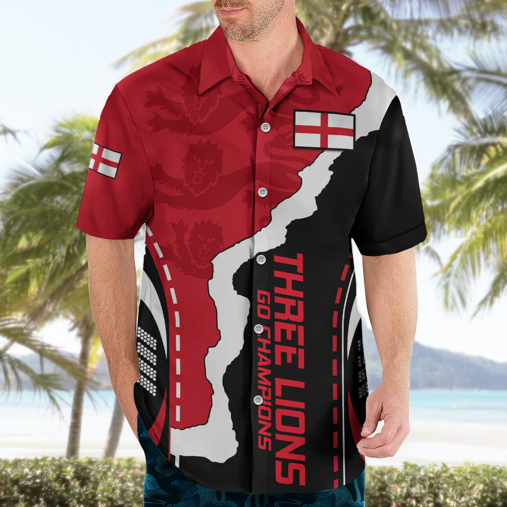 England Hawaiian Shirt The Three Lions Football Go Champions Red - Wonder Print Shop
