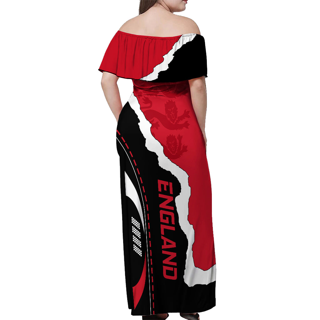 England Off Shoulder Maxi Dress The Three Lions Football Go Champions Red - Wonder Print Shop
