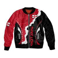 England Sleeve Zip Bomber Jacket The Three Lions Football Go Champions Red - Wonder Print Shop