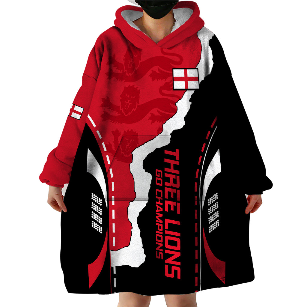 England Wearable Blanket Hoodie The Three Lions Football Go Champions Red - Wonder Print Shop