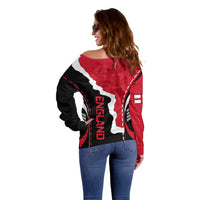 Custom England Off Shoulder Sweater The Three Lions Football Go Champions Red - Wonder Print Shop