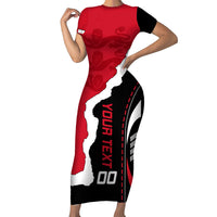 Custom England Short Sleeve Bodycon Dress The Three Lions Football Go Champions Red - Wonder Print Shop