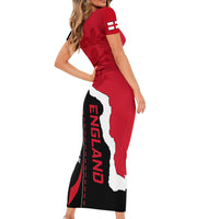 Custom England Short Sleeve Bodycon Dress The Three Lions Football Go Champions Red - Wonder Print Shop