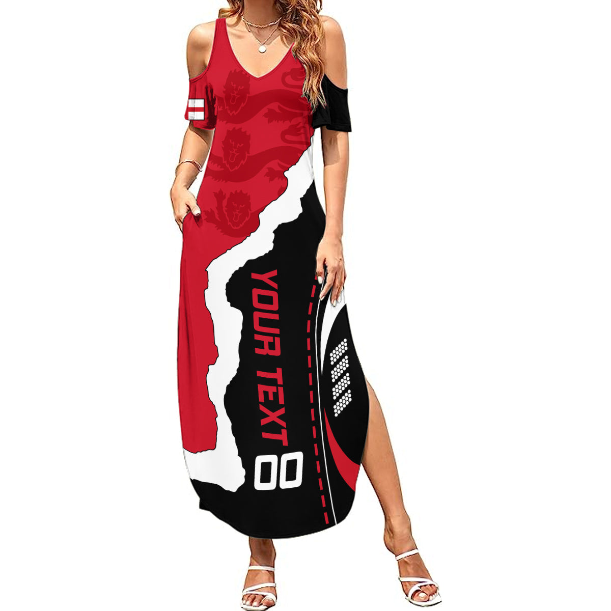 Custom England Summer Maxi Dress The Three Lions Football Go Champions Red - Wonder Print Shop