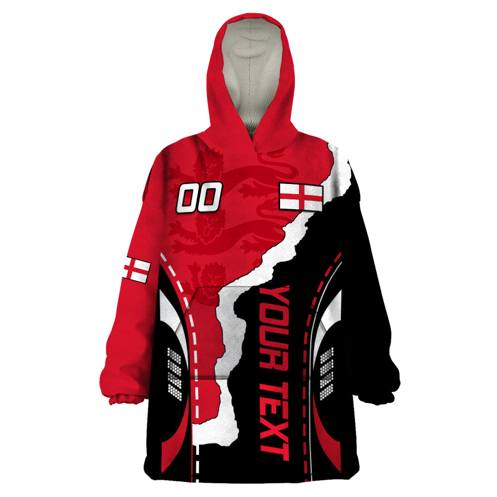 Custom England Wearable Blanket Hoodie The Three Lions Football Go Champions Red - Wonder Print Shop