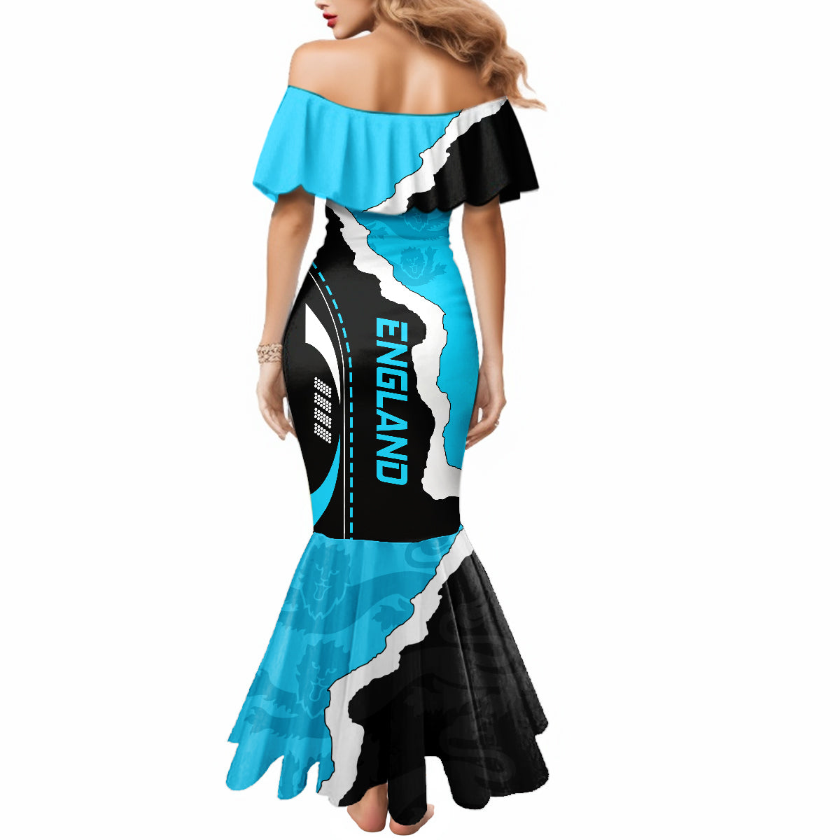 England Mermaid Dress The Three Lions Football Go Champions Blue - Wonder Print Shop