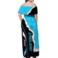 England Off Shoulder Maxi Dress The Three Lions Football Go Champions Blue - Wonder Print Shop