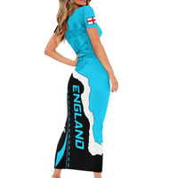 England Short Sleeve Bodycon Dress The Three Lions Football Go Champions Blue - Wonder Print Shop