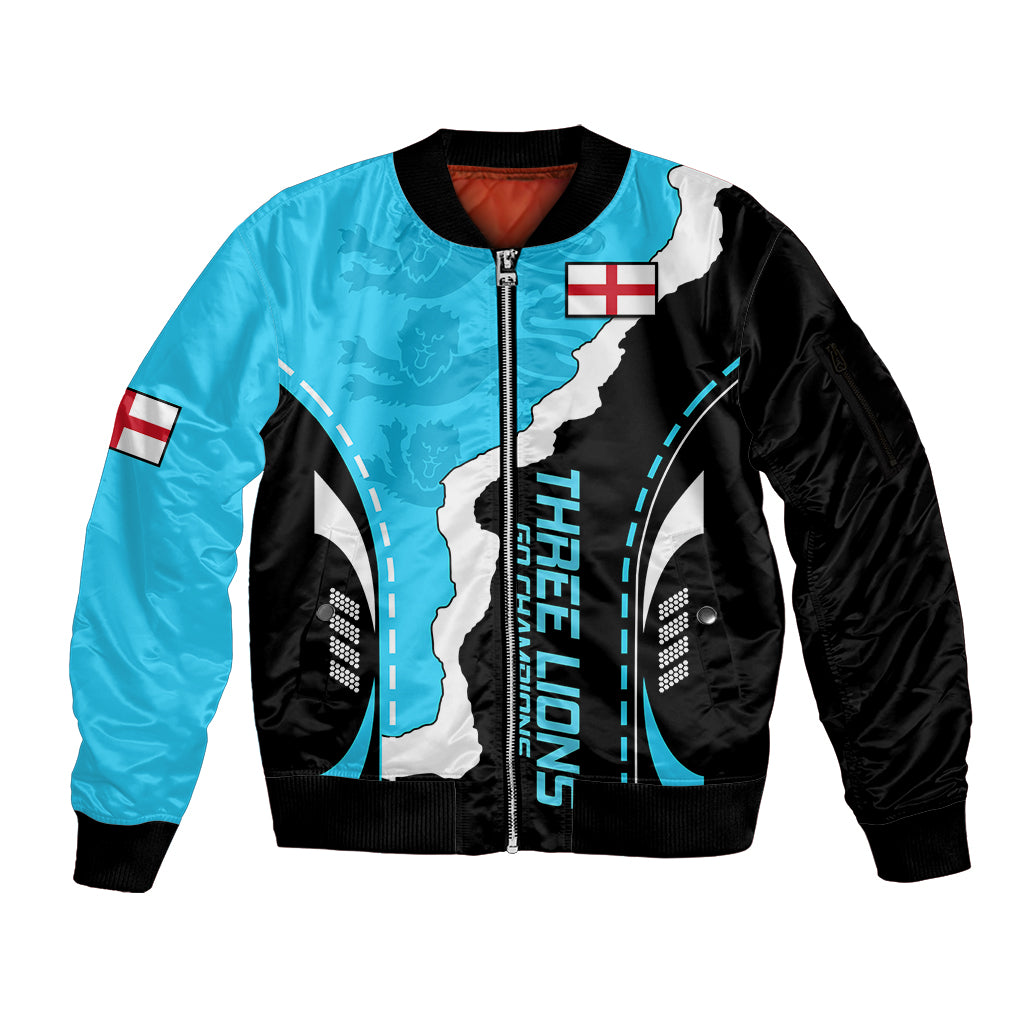 England Sleeve Zip Bomber Jacket The Three Lions Football Go Champions Blue - Wonder Print Shop