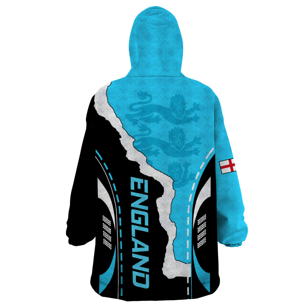 England Wearable Blanket Hoodie The Three Lions Football Go Champions Blue - Wonder Print Shop