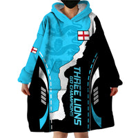 England Wearable Blanket Hoodie The Three Lions Football Go Champions Blue - Wonder Print Shop