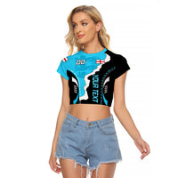 Custom England Raglan Cropped T Shirt The Three Lions Football Go Champions Blue - Wonder Print Shop