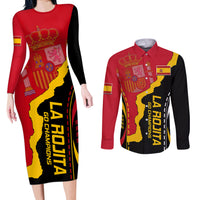 Spain Couples Matching Long Sleeve Bodycon Dress and Long Sleeve Button Shirts La Rojita Football Go Champions LT9 - Wonder Print Shop