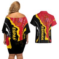 Spain Couples Matching Off Shoulder Short Dress and Hawaiian Shirt La Rojita Football Go Champions LT9 - Wonder Print Shop