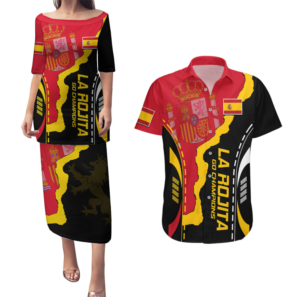 Spain Couples Matching Puletasi Dress and Hawaiian Shirt La Rojita Football Go Champions LT9 - Wonder Print Shop