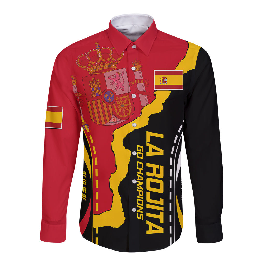 Spain Long Sleeve Button Shirt La Rojita Football Go Champions - Wonder Print Shop
