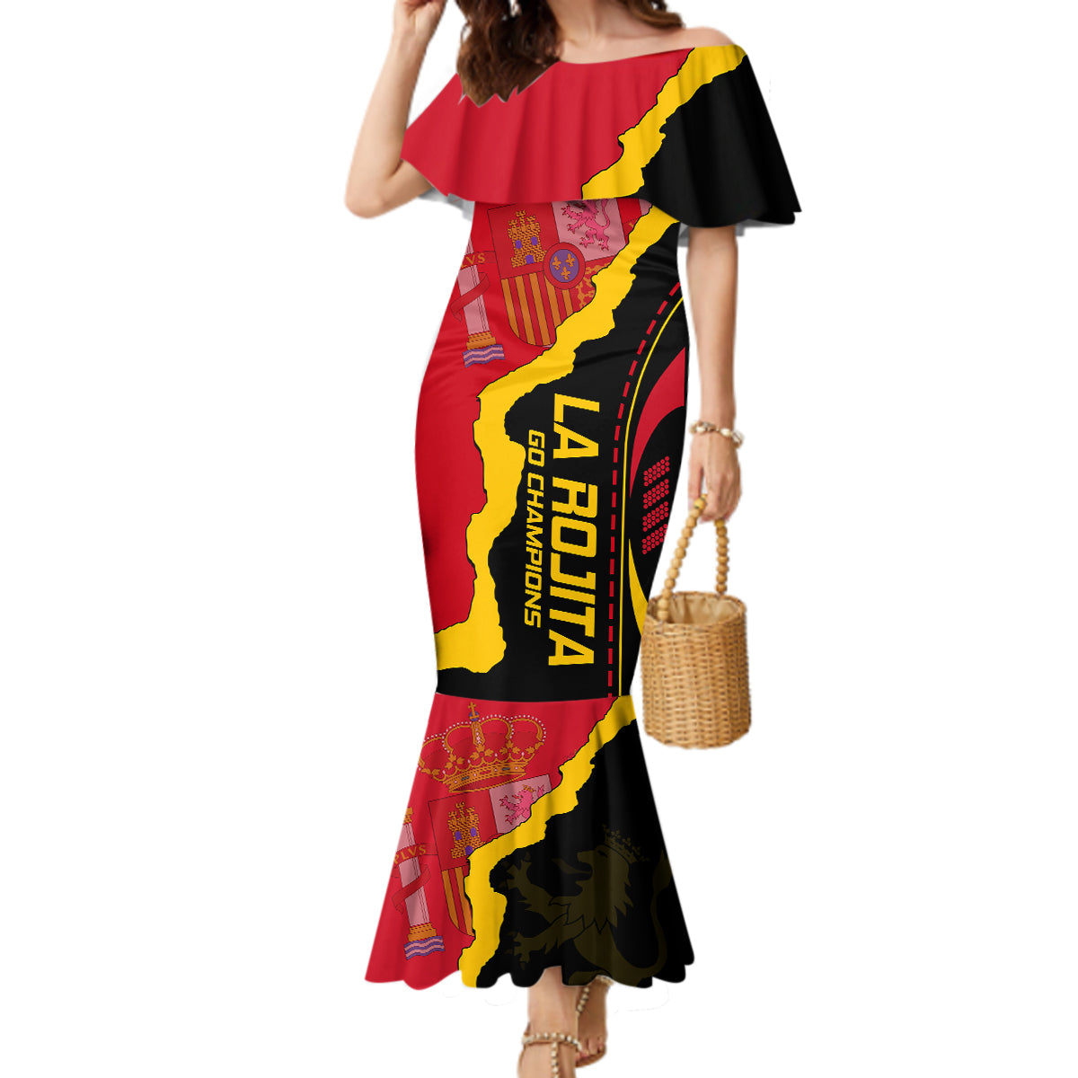 Spain Mermaid Dress La Rojita Football Go Champions - Wonder Print Shop